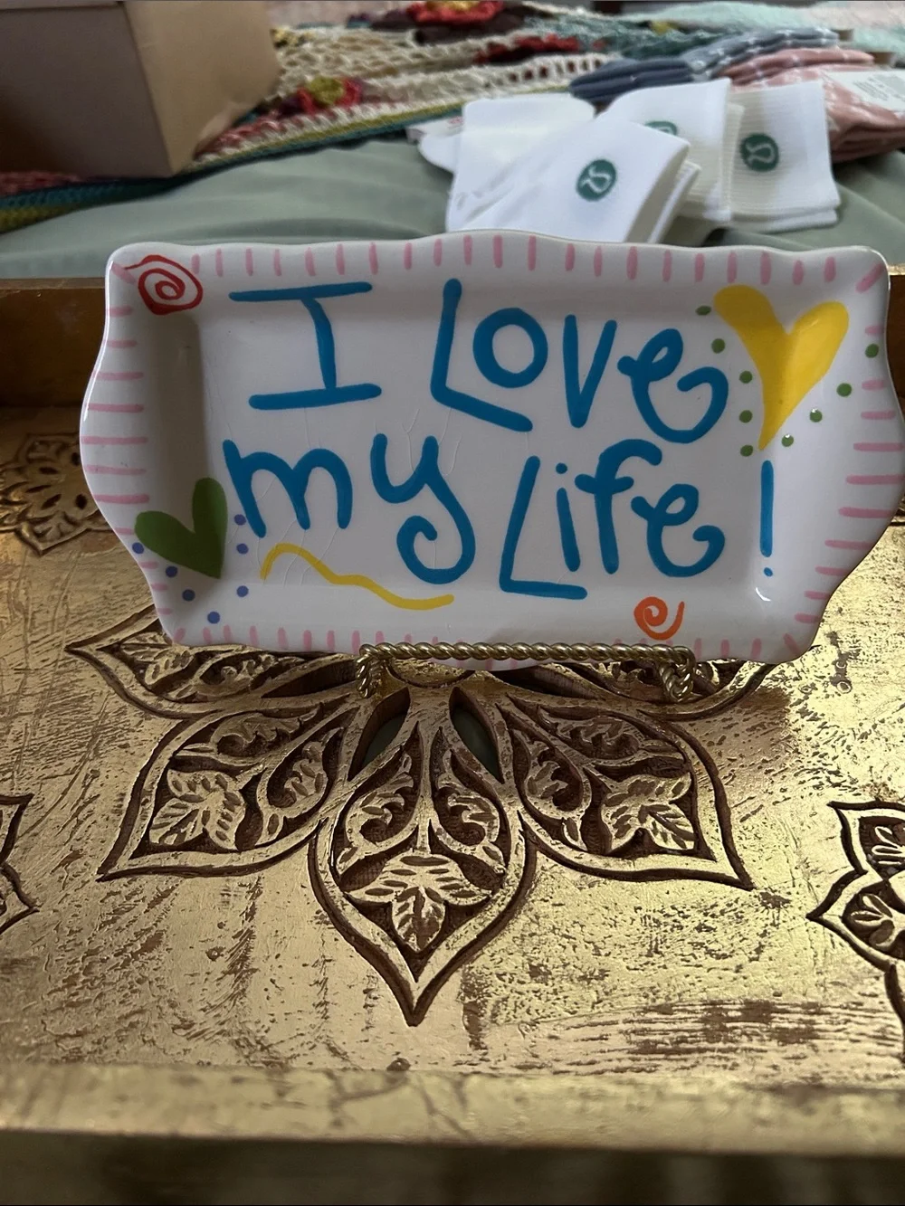 Express Pink Polka Dot 'I Love You' Frame with Colorful Trinket Dish